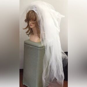 Vintage 50s 60s Wedding Veil Bridal Lace Juliet Cap